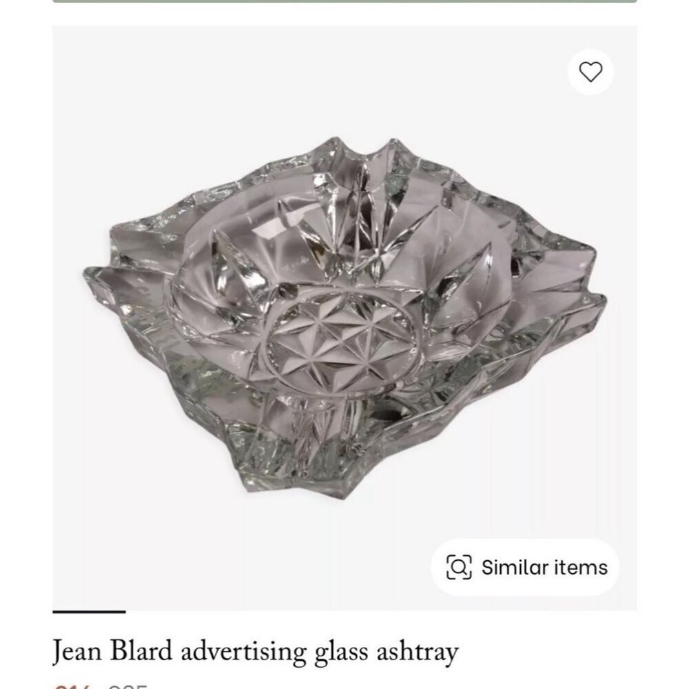 Cigar/cigarette Vintage Glass French Square Ashtray 60s Mid Century‎ Heavy Cut C